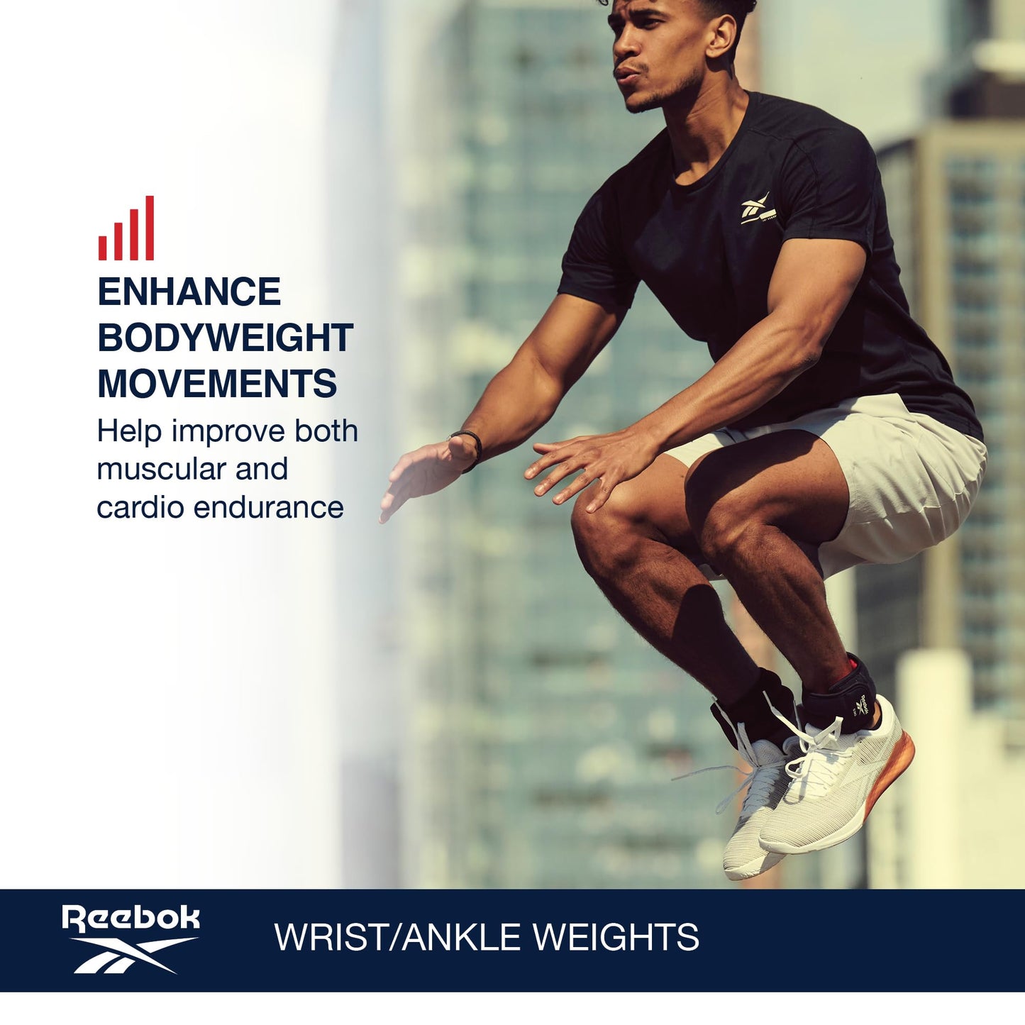 Reebok Wrist and Ankle Weights, 2 x 2 lb Wearable Weights for Intensifying Workout, Durable Polyester & Spandex Ankle & Wrist Weights, Home Workout Essentials & Gym Accessories for Women & Men