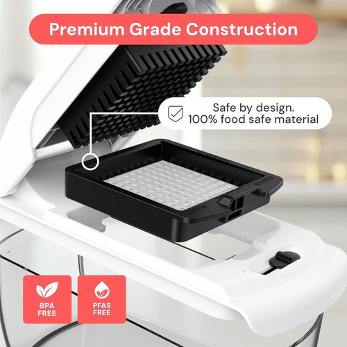 Fullstar Vegetable Chopper & Mandoline Slicer - 7-in-1 Food Chopper with Container & Cheese Grater, White
