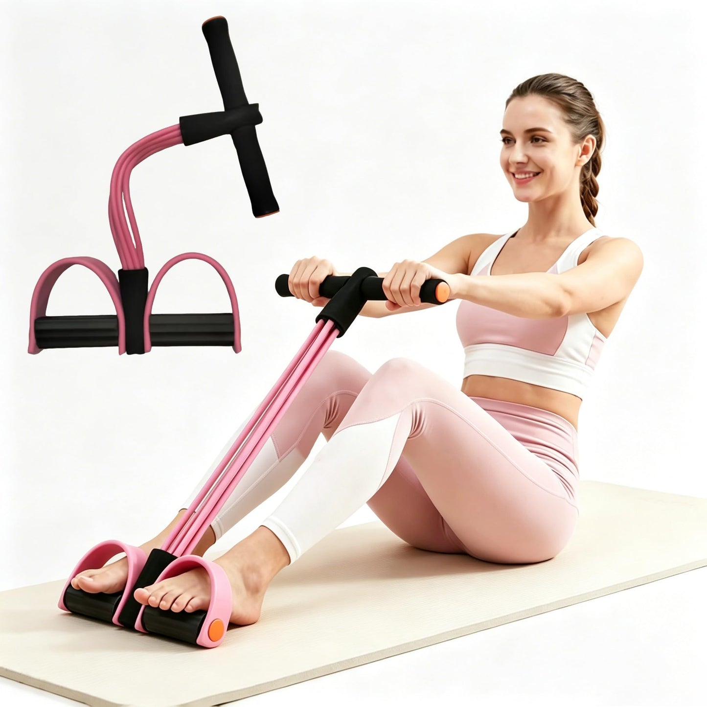 Upgraded Durable 6-Tube Pedal Resistance Strap with Handle, Natural Rubber Fitness Resistance Band, Multifunctional Exercise Band for Abdominal, Waist, Arm, and Leg Shaping Training