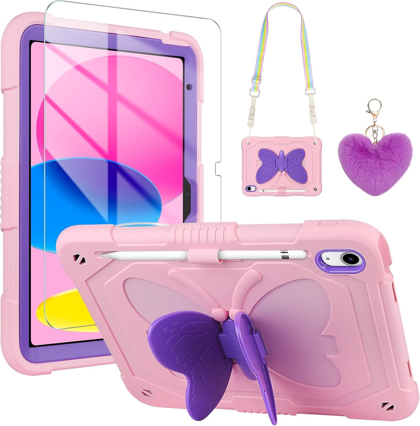 WESADN 10th 10.9 inch 2022 A16 11 inch 2025 for iPad Generation Case for iPad Case with Screen Protector/Butterfly