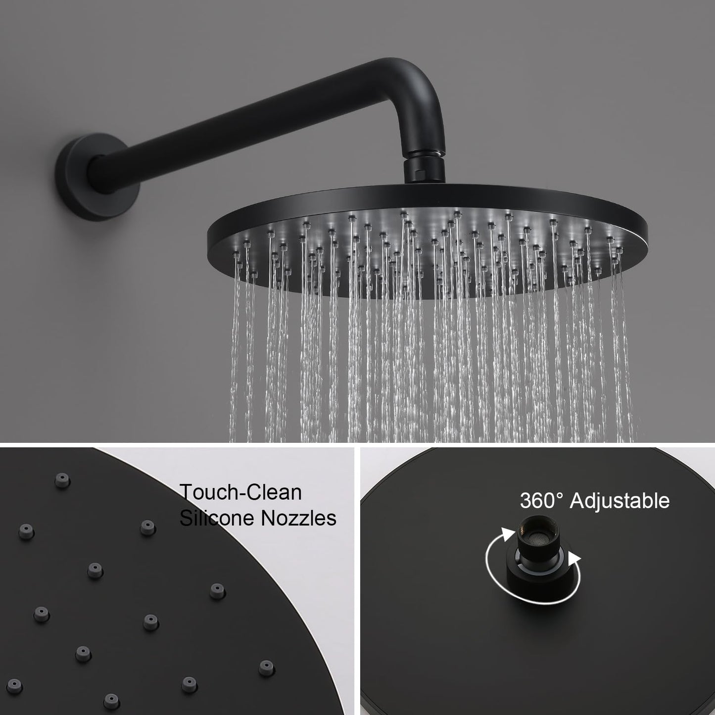 Iriber Shower System Wall Mounted Shower Faucet Mixer Set with Luxury High Pressure Shower head and 3-Setting Handheld, Bathroom Shower Trim Kit Contain Pressure Balance Valve, Matte black