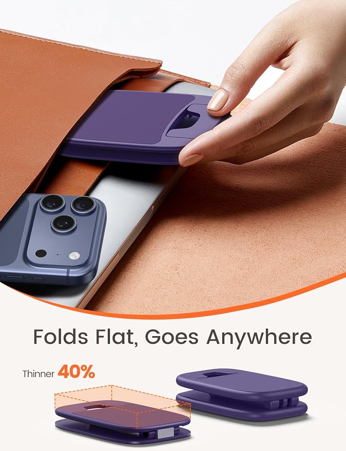 Lamicall Ultra-Thin Purple Phone Holder for Desk, Dark Purple Gifts for Women, Cellphone Stand Desktop Office Must Have, Cute Desk Accessories for iPhone 17 16 15 14 13 Pro Max, 4-8'' Smartphone