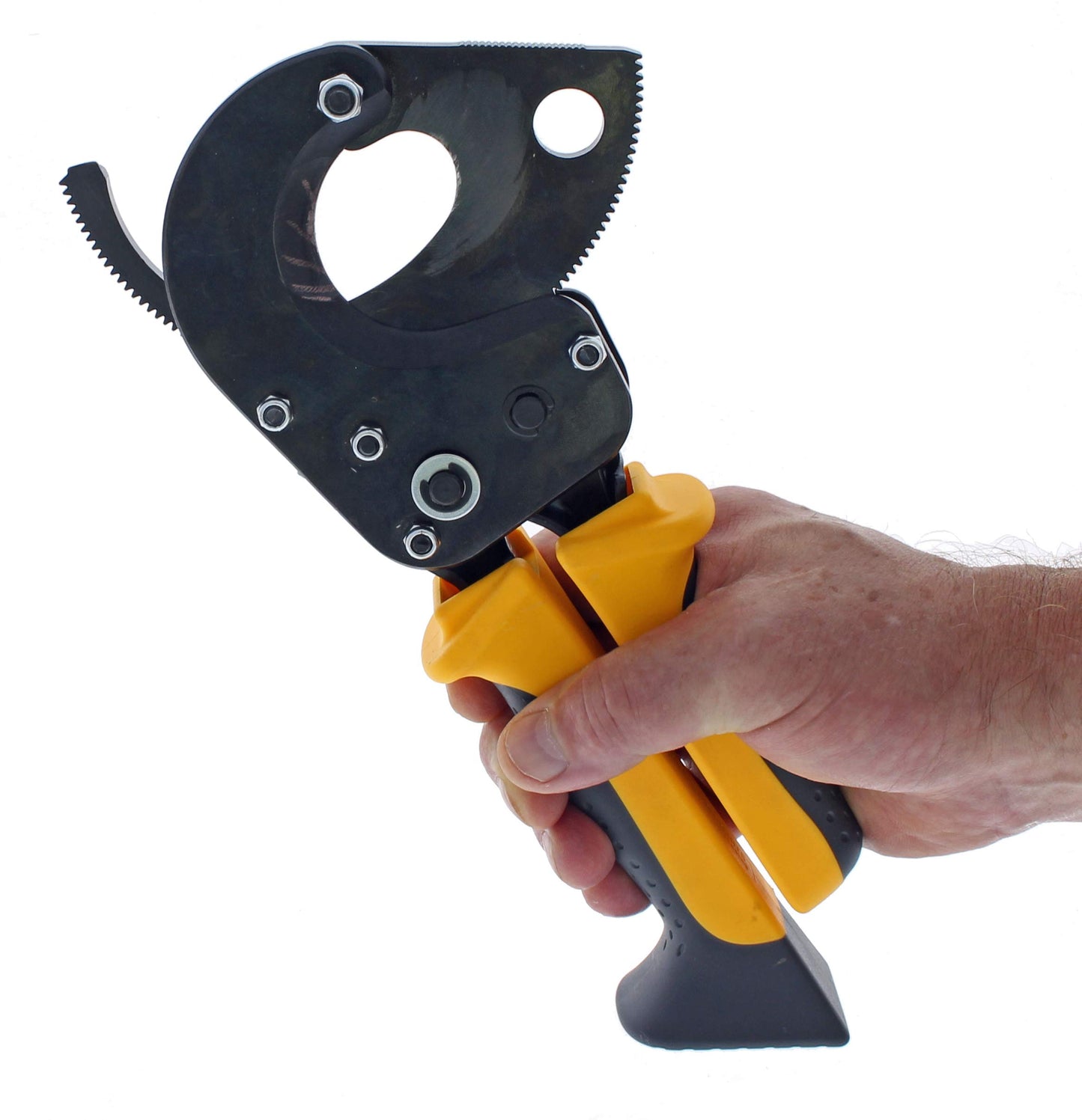IDEAL Electrical 35-053 Ratcheting Cable Cutter 750 MCM, Wire Cutting Tool w/Steel Rounded Blade, Quick Release Handle