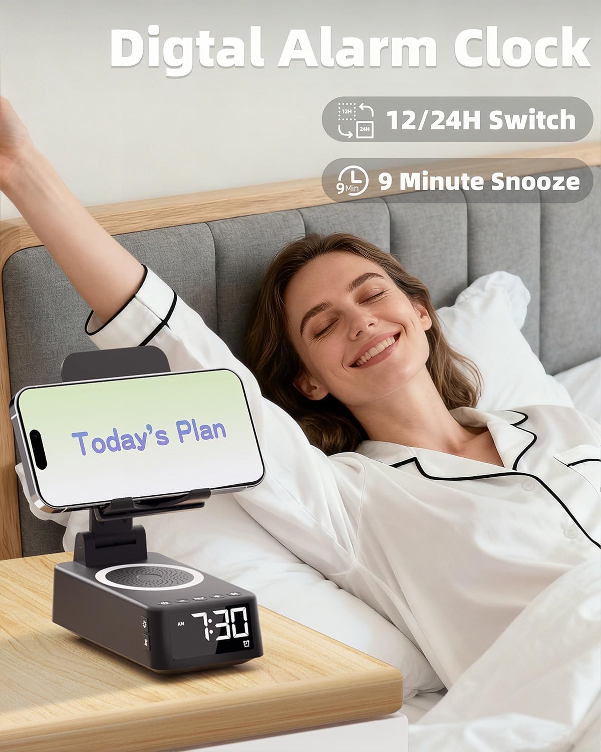 20 Gifts for Men Women, Cell Phone Stand with Bluetooth Speaker,Sound Machine White Noise Machine with Soothing