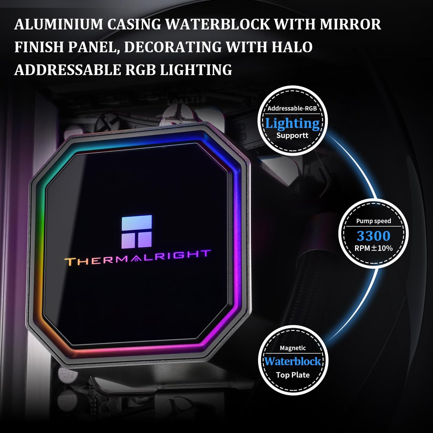 Frozen 240 3300RPM,TL-E12 Fan2,Water AM4/AM5,Intel LGA1150/1151/1200/1700/2011 Thermalright Prism Black CPU Liquid