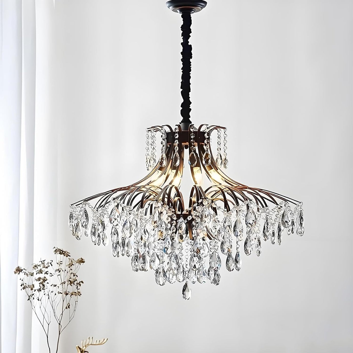 2 39.4 inches NICENEEDED PCS Chandelier Fabric Cord Cover, Black Chandelier Chain CoverChain Cable Sleeve, Velvet Cloth