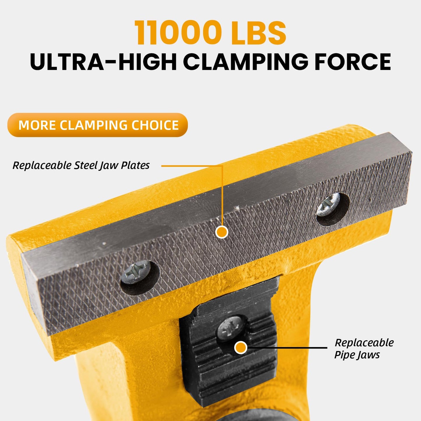 Forward 1755A Heavy Duty Bench Vise 11,000LBS Clamping Force, 5.5 Inch Ductile Iron Industrial Vice with Machined Round Guide Bar and 360° Swivel Base, 5-1/2" Jaw Width, 5-1/2" Max Jaw Opening