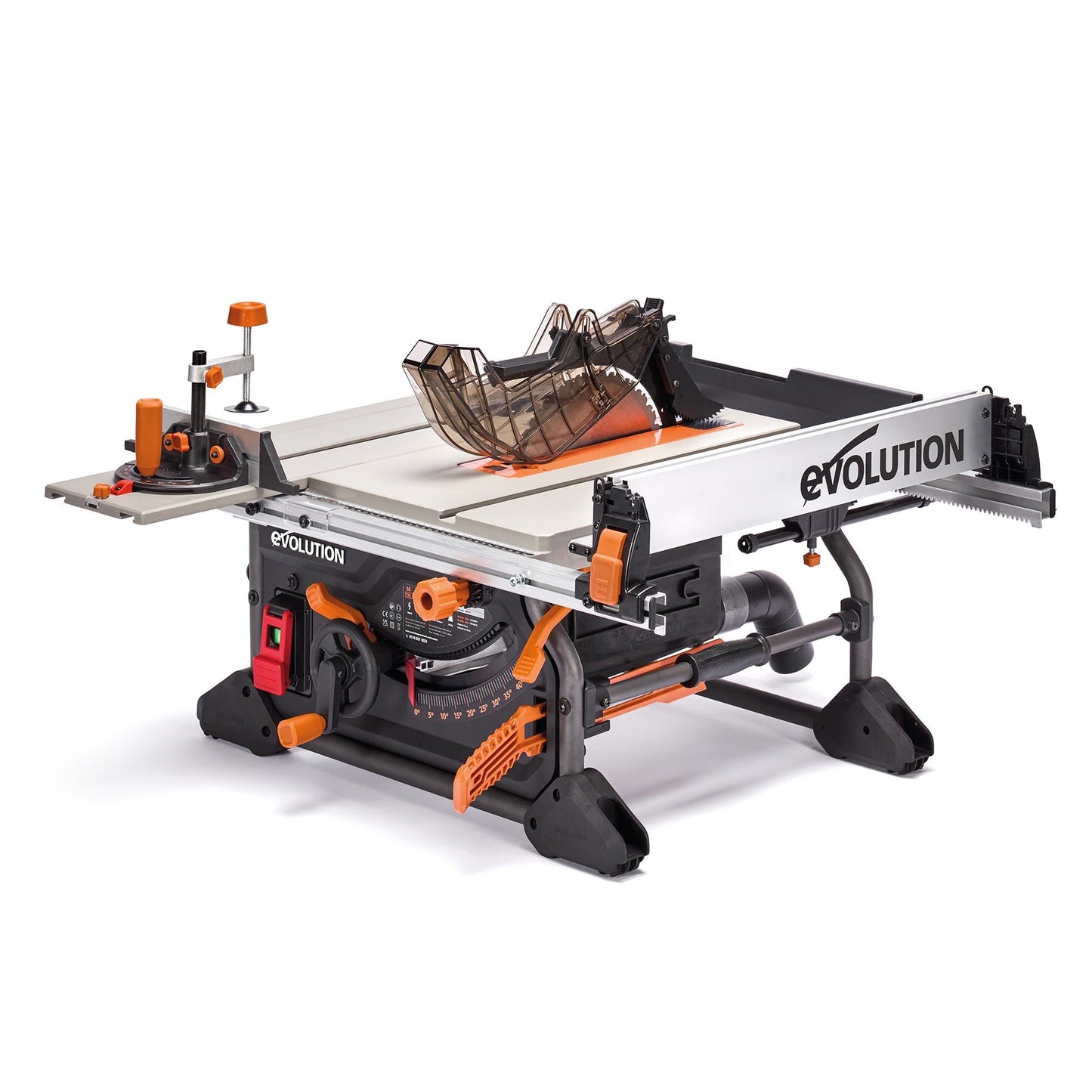 Evolution R10TS 10" Jobsite Table Saw | Zero-Clearance Throat Plate | Dado Plate Included | 15A Motor | 26” Rip | 3-3/8” Cut | 0-45° Bevel | Precision Fence | Heavy Duty Portable Woodworking Saw
