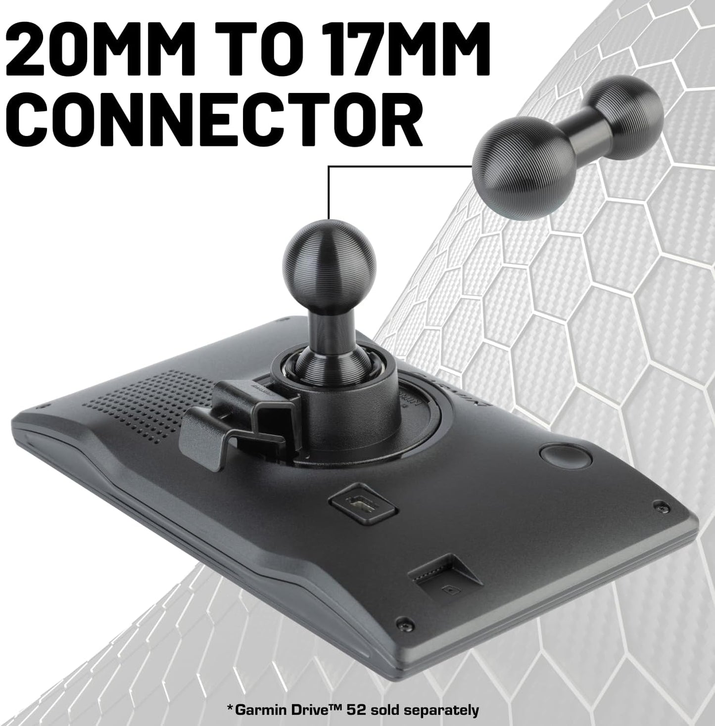 20mm 17mm 17mm Bulletpoint Aluminum Ball to Ball Mount Extension Connector for Mounting Arms Compatible with Garmin