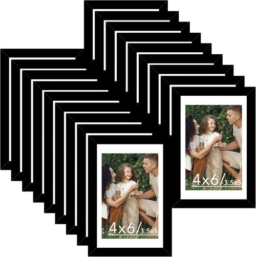 JCJMY 18-Pack 4x6 Picture Frames - Black Gallery Wall Frame Set for Tabletop & Wall Decor