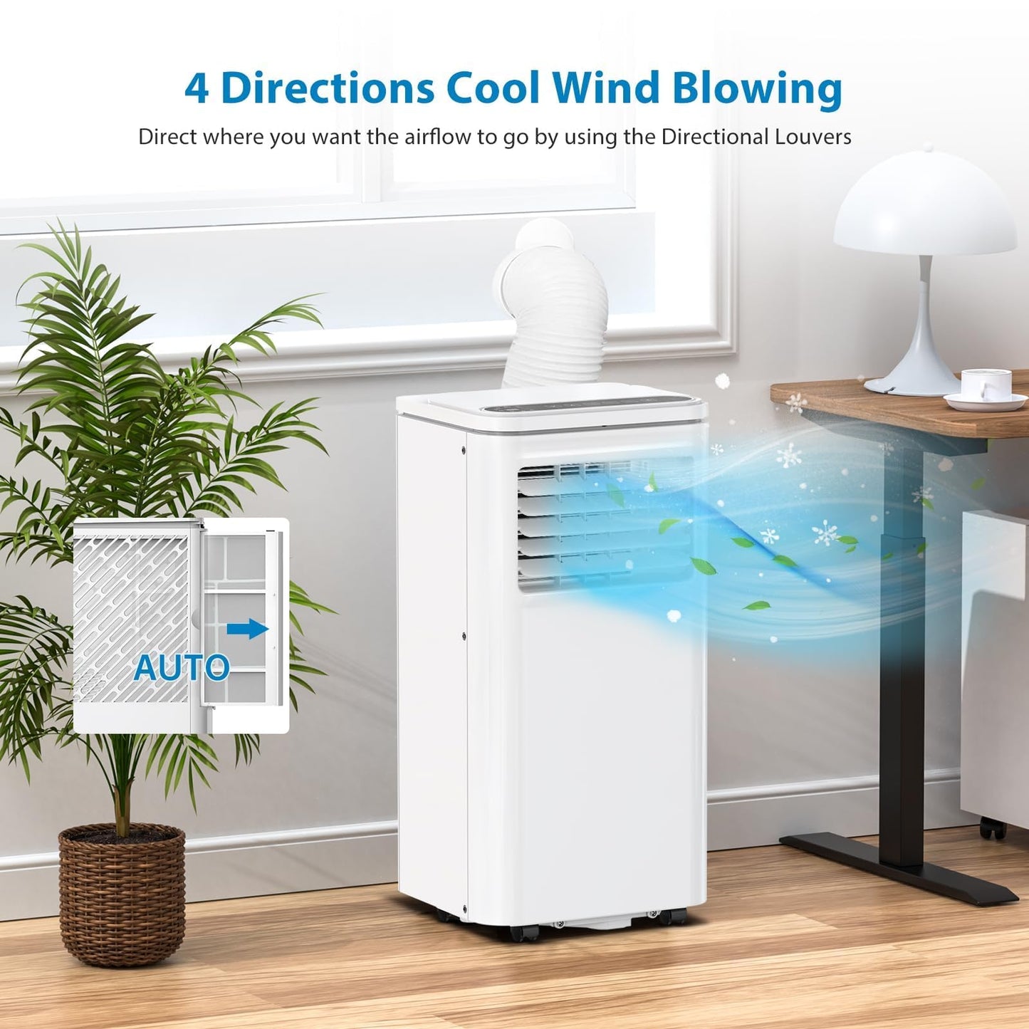 Portable Air Conditioners, Air Conditioners 10,000 BTU 4-in-1 Quiet AC Unit with Cool, Fan, Dehumidifier, Sleep Modes, Standing AC Unit Cools Room up to 450 Sq.Ft, Exhaust Hose & Window Kit