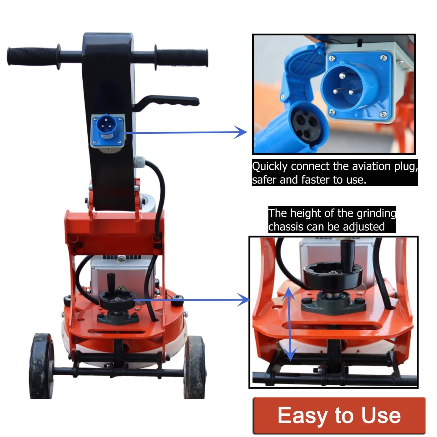 INTBUYING Concrete Floor Grinder Machine Hand-push Concrete Cement Ground Grinder Epoxy Terrazzo Marble Paint Removal Foldable Design Floor Grinder Grinding Machine 220v