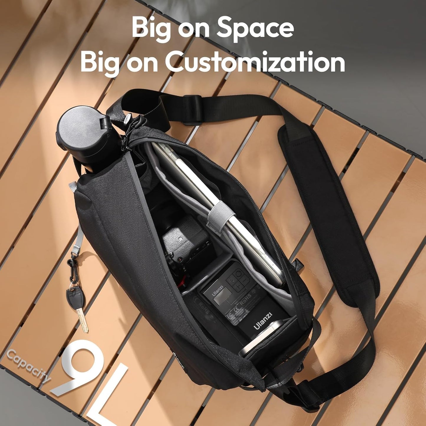 BP11 8L ULANZI Camera Sling Bag with Tripod Holder for Men Women, Lightweight Splash-proof DSLR/Mirrorless Anti-Theft