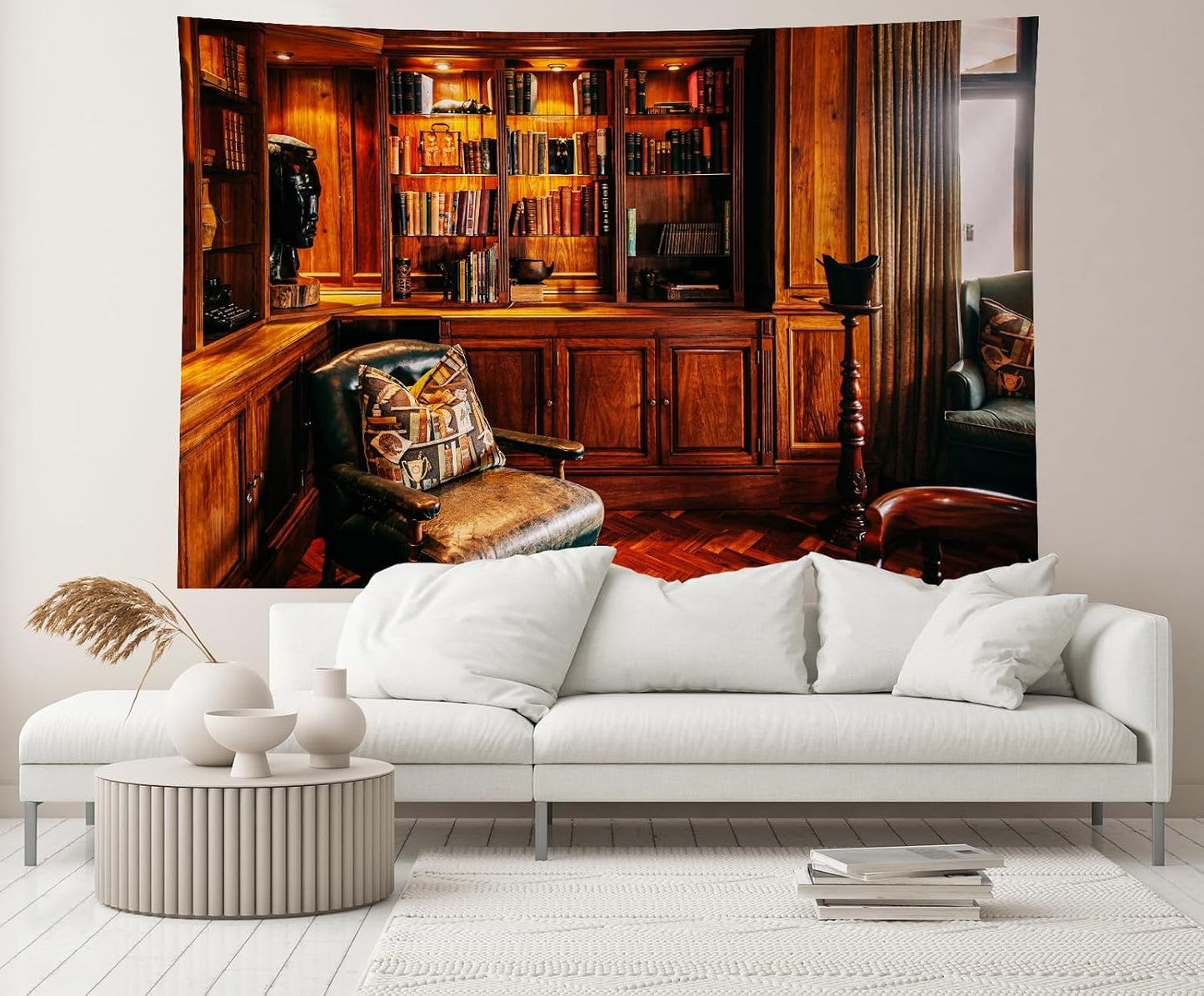 CHNYWORK 5ftx3ft Vintage Luxury Library Bookshelf Backdrop Antique Books Wooden Shelves Reading Room Interior
