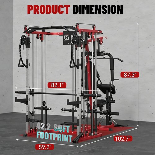 All-In-One Home Gym System - Multi-Function Smith Machine with Cable Crossover | Full Body Workout Station