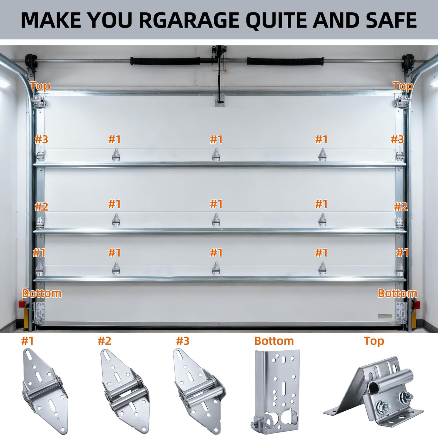 Patioer Garage Door Hardware Kit with Roller, Hinge, Top & Bottom Bracket, Galvanized Cables, Fasteners, for 16'x7' and 18'x7' Double Garage Doors