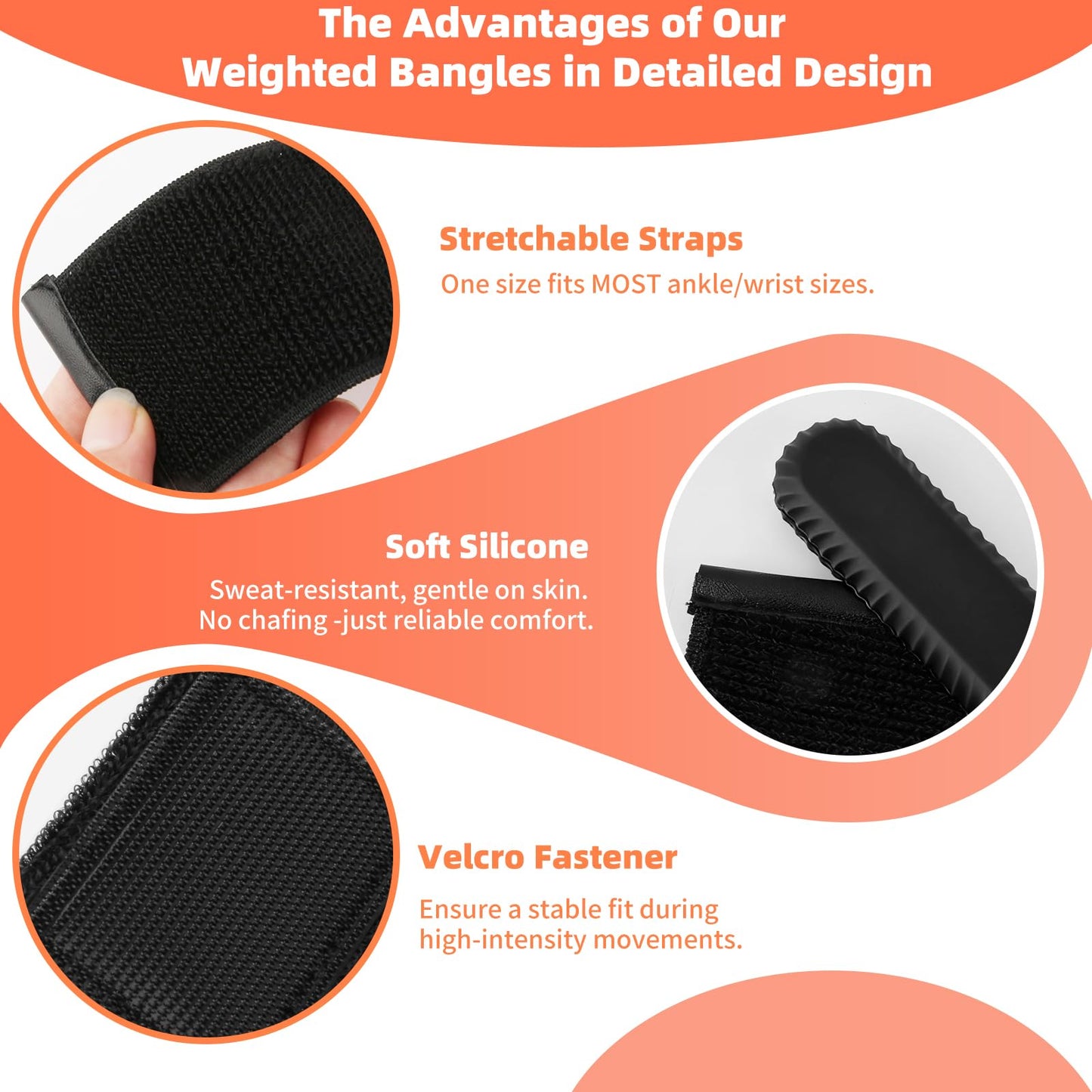 Wrist Weights, Silicone Adjustable Ankle Weights for Women Men - Strengthen Arms and Legs Ideal for for Home Gym Workout, Running, Yoga, Pilates, Barre, Exercise, Strength Training (Natural Black, 4 lbs Pair (2 lb Each))