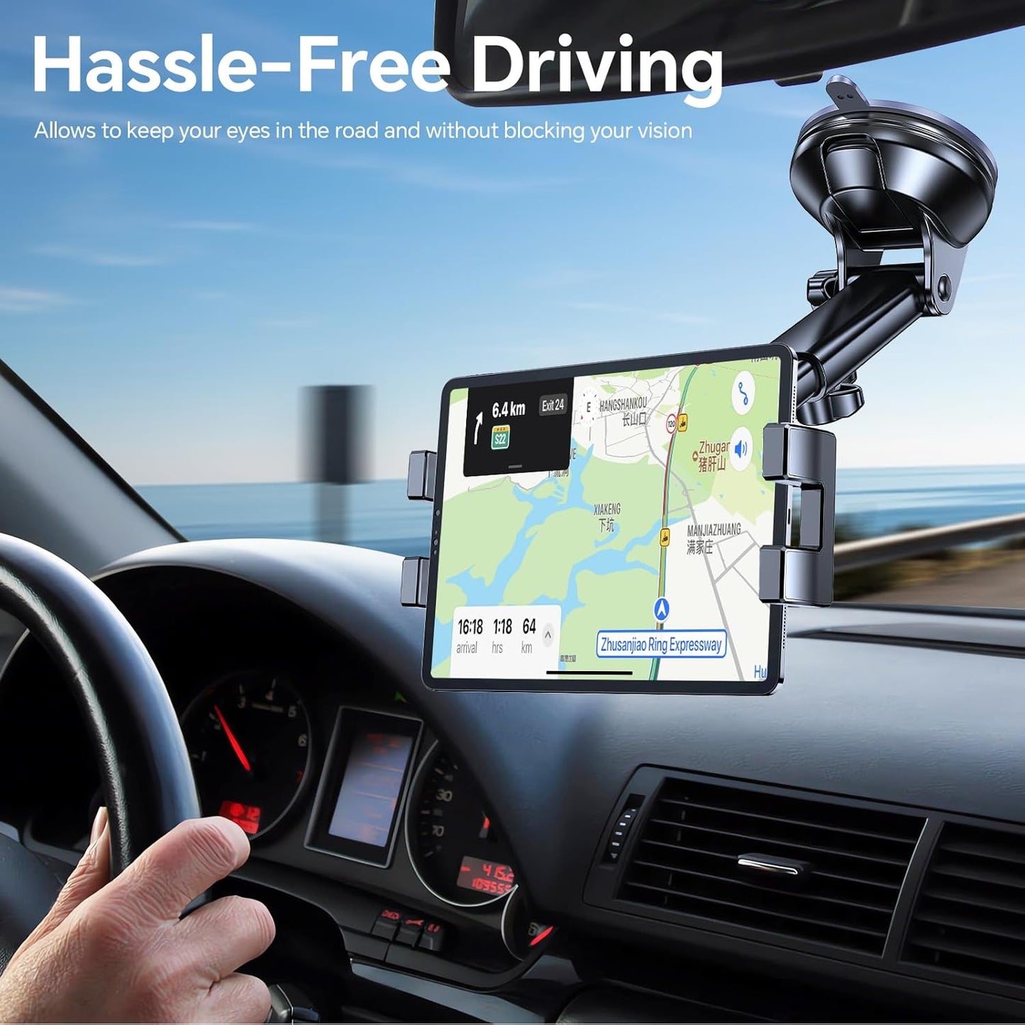 Coolpow Stand360 4.7"-12.9" Tablet Holder for Car ipad Holder for CarWindshield+Dash Suction Cup ipad Mount for Truck