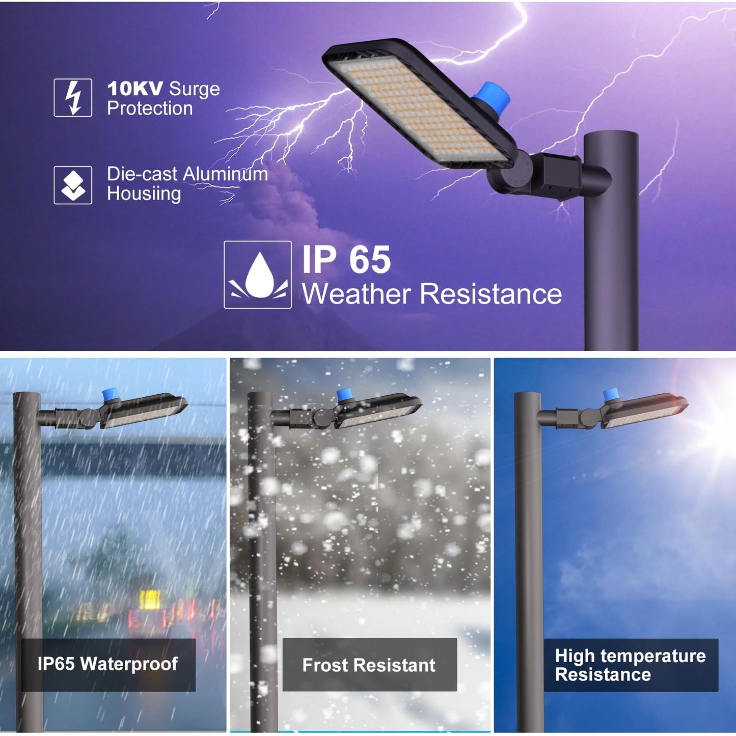 5Pack 240W LED Parking Lot Lighting 60000LM 5000K Pole Lights Outdoor with Smart Dusk to Dawn IP65 Outdoor LED Parking Lot Lights Pole Mount for 30~50Ft Yard,Driveway,Stadium,Roadway-7Yrs Warranty