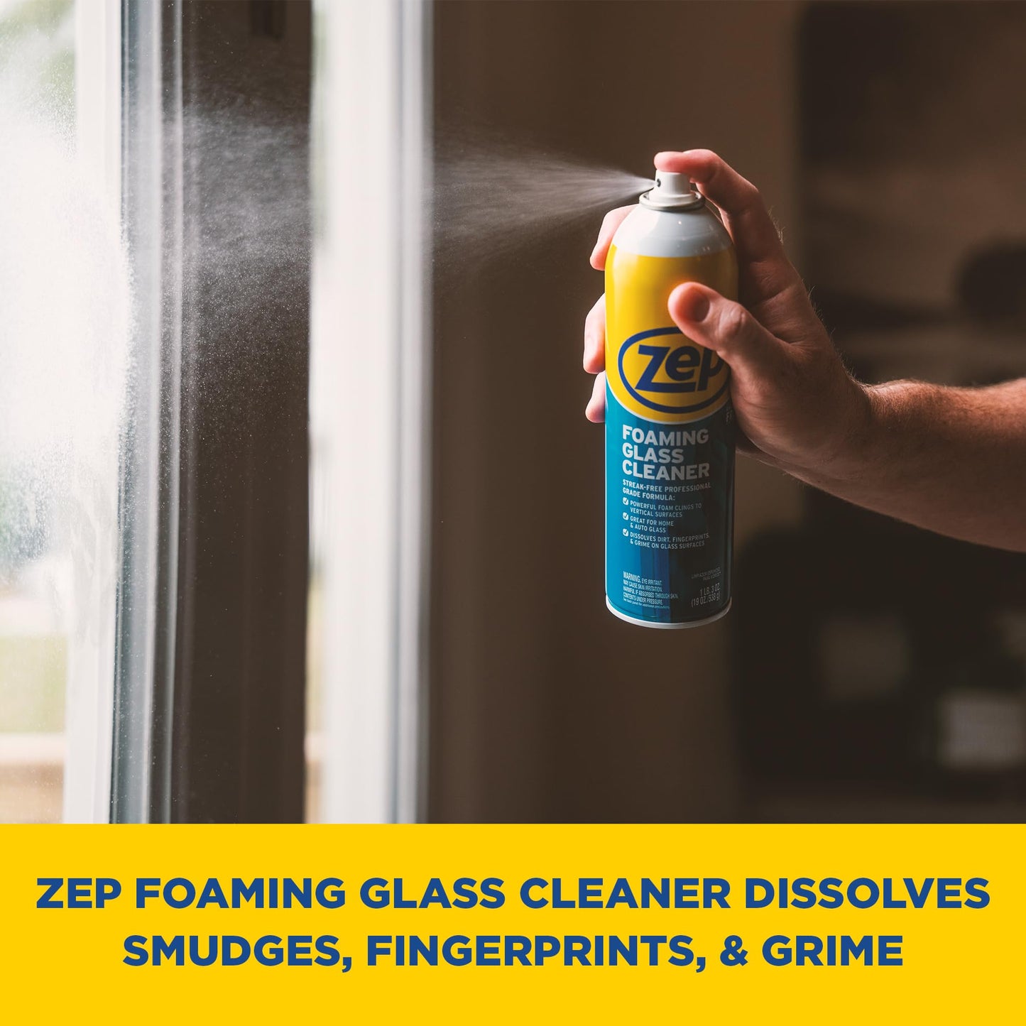 Zep Foaming Glass and Plexiglass Cleaner - 19 oz (Case of 4) ZUFGC19 - Foaming Formula Clings to Vertical Surfaces. Trusted by Pros