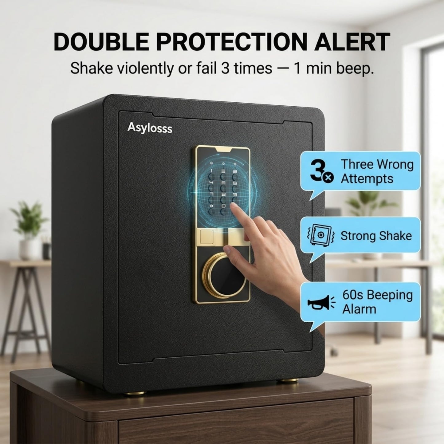 Asylosss 17.5" Tall Safe Box, 1.8 Cuft Fireproof Safe for Home with Hidden Lock Box, Anti-Theft Security Safe with Programmable Keypad Spare Keys, Digital Safety Box for Money Jewelry Documents