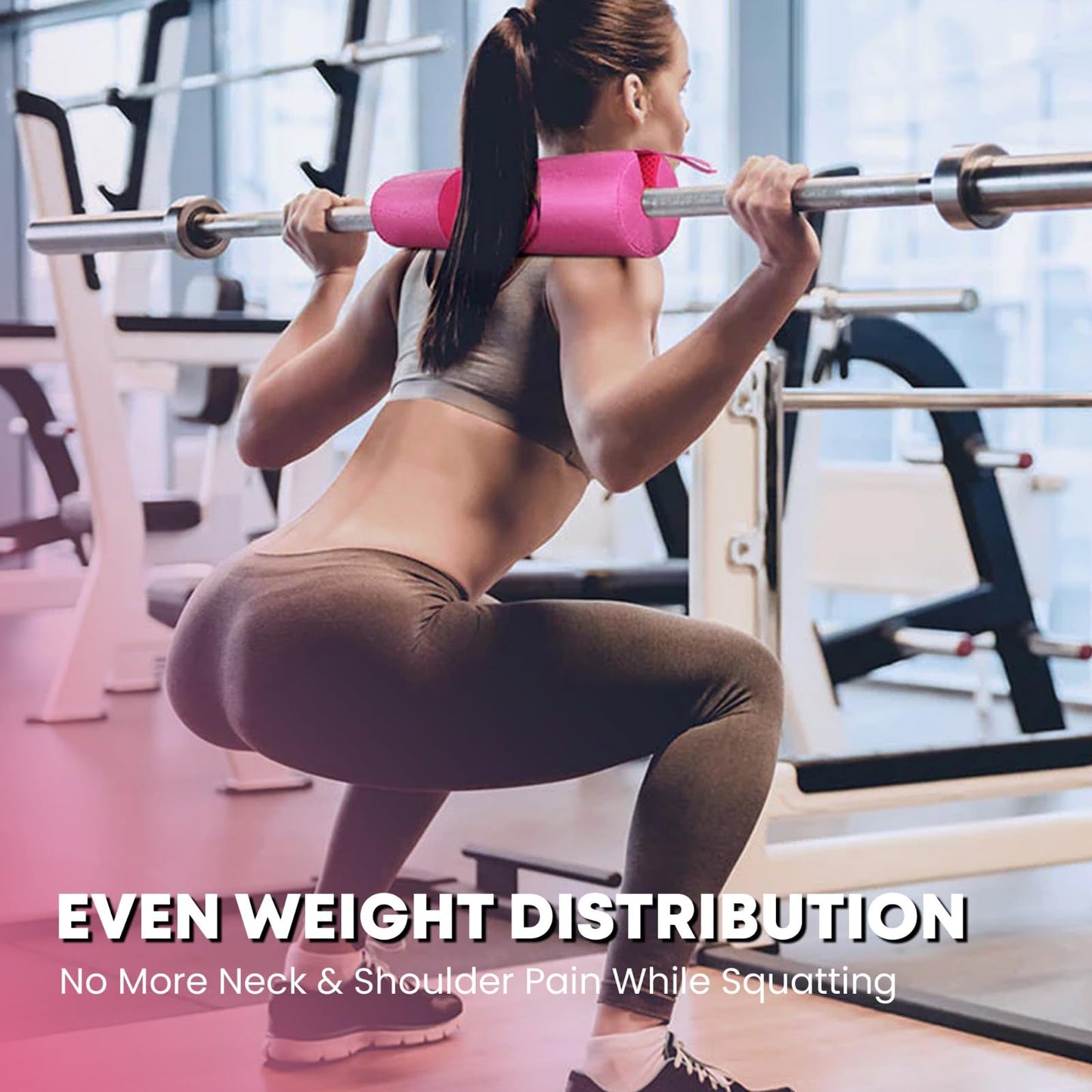 Advanced Squat Pad - Barbell Pad for Hip Thrusts, Squats & Lunges - Neck & Shoulder Squat Bar Pad Cushion Support Foam for Extra ComfortPremium Squat Pad (Pink)