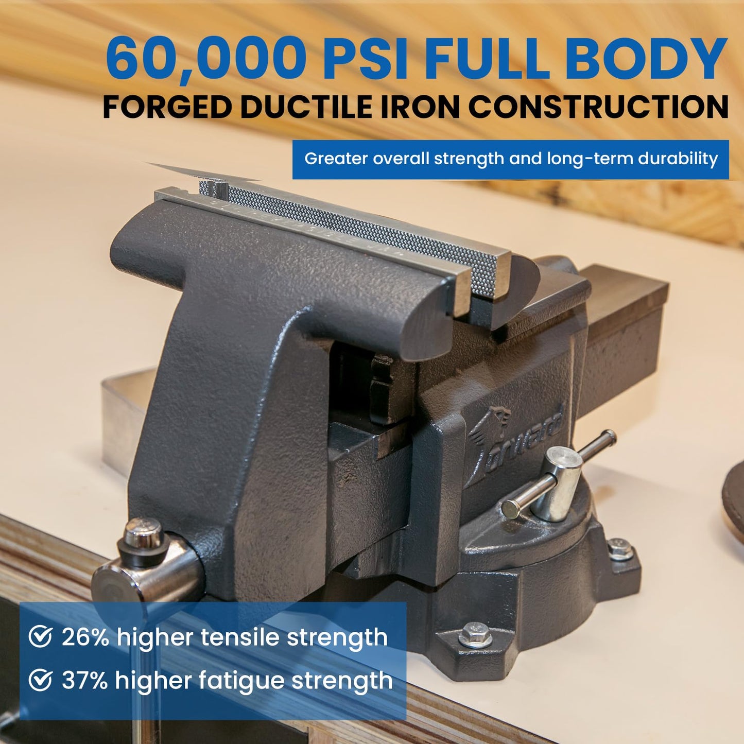 Forward CR40A 4.5 Inch Bench Vise Heavy Duty Vice with Anvil and 210 Degrees Swivel Base (4 1/2")