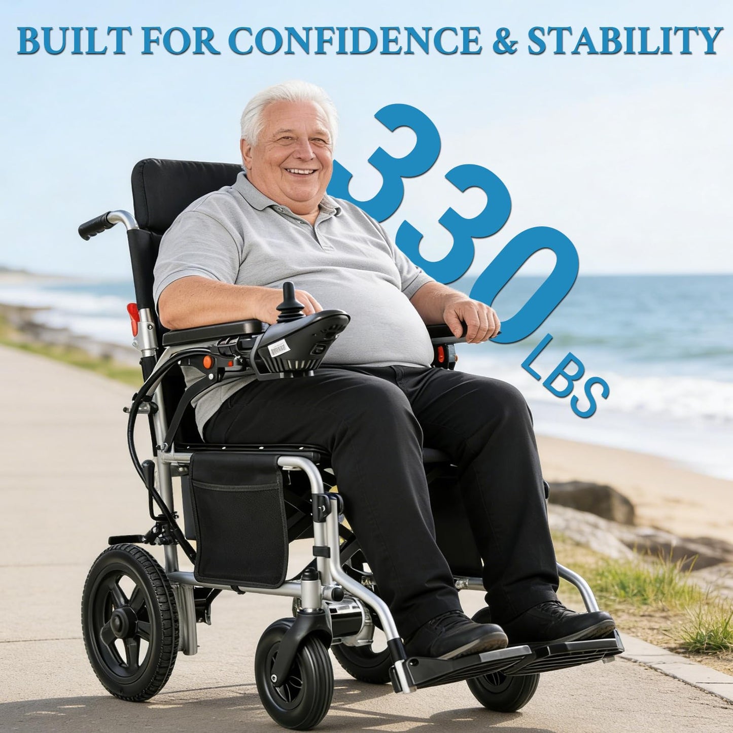 YF001 Zygenair 20" Wider Electric Wheelchair 330 Lbs Capacity Electric Wheelchairs for Adults, Foldable Power Wheelchair Lightweight Motorized Mobility Chair with 12Ah Lithium Battery (Silver, Max)