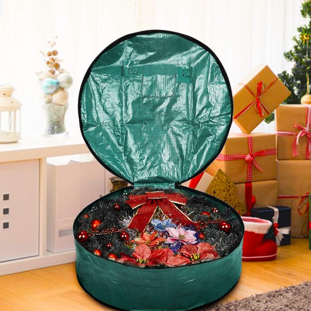 ProPik Christmas Wreath Storage Bag - Heavy-Duty Tear Resistant Holiday Container | 30” X 8” (Green)