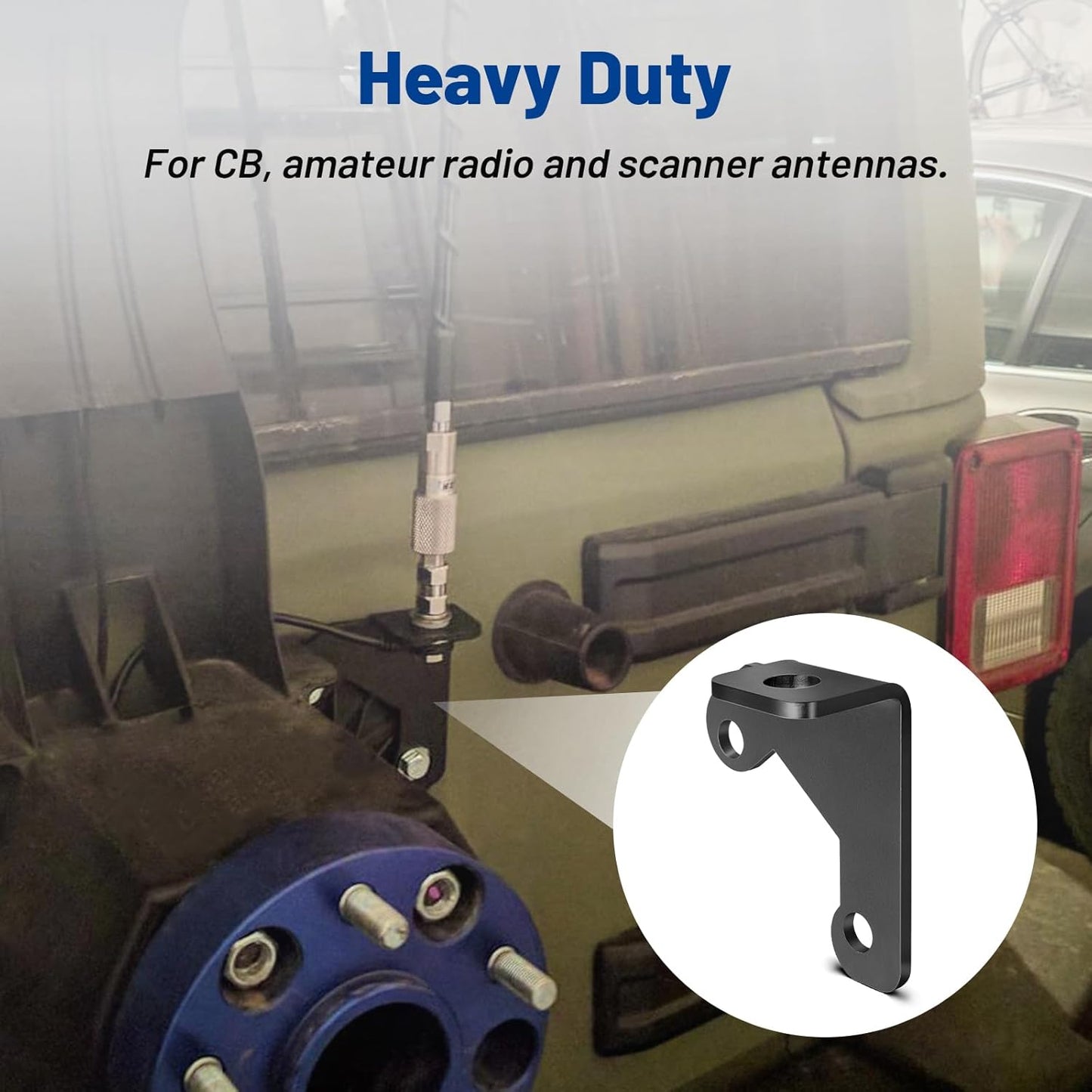Anina 2007-2018 CB Antenna Spare Tire Mount for Jeep Car Antenna Spare Tire Bracket Compatible with Jeep JK Wrangler