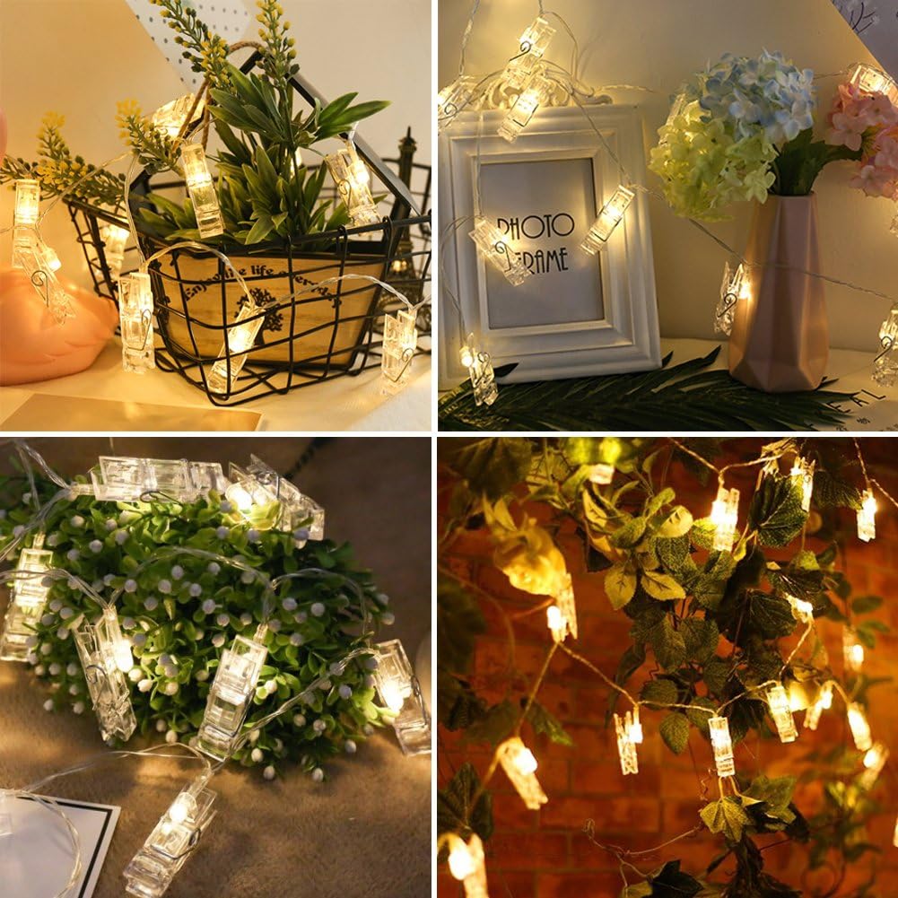 Twinkle Star 10ft Photo Clip String Lights - Battery Operated Fairy Lights for Pictures & Cards | Warm White Decor