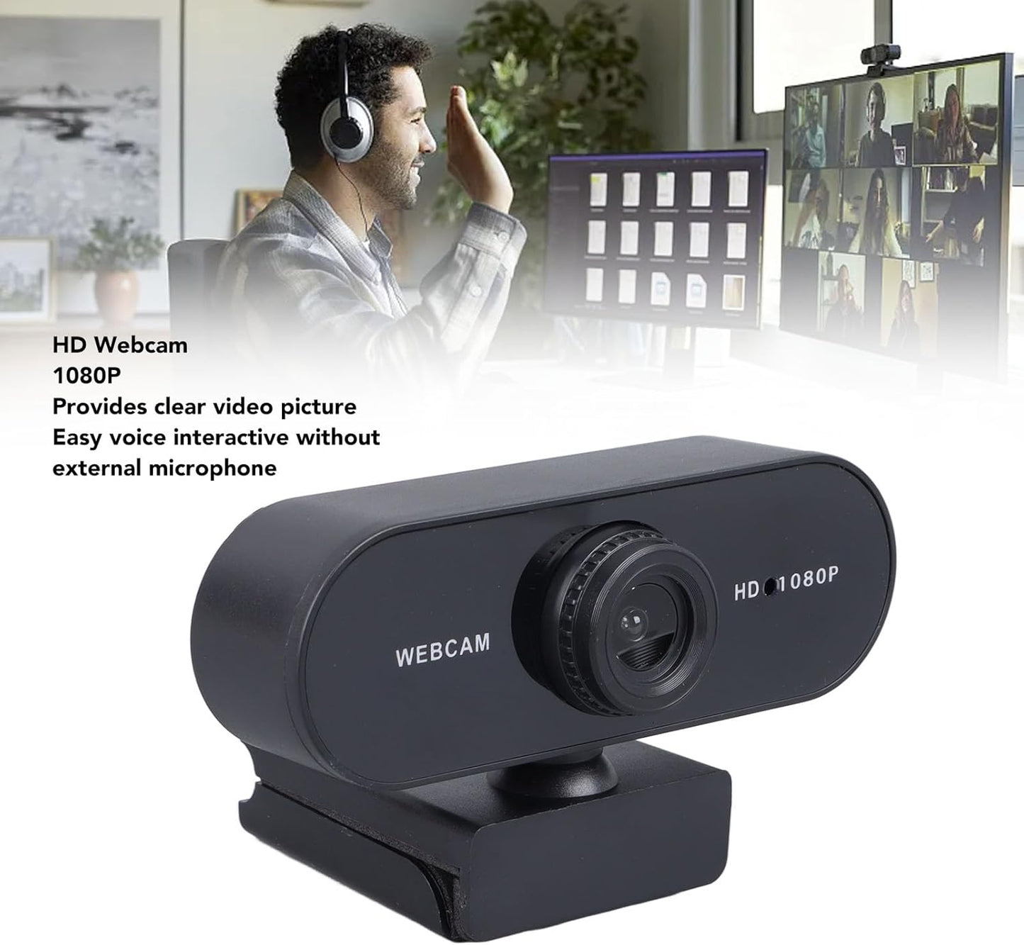 Topyond 1080P Webcam for PC and Laptop, Streaming Webcam with Microphone, External USB Camera for Online Calling, Video
