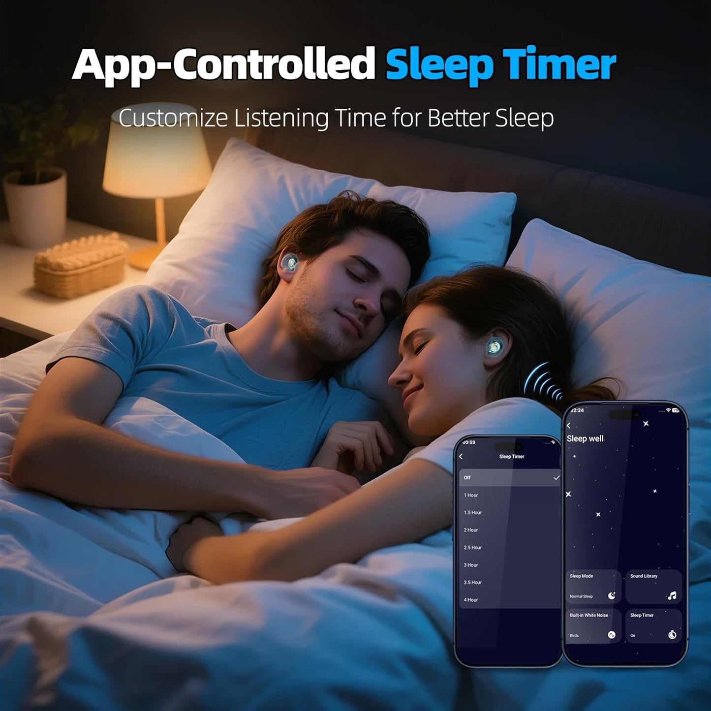 ZOVIMAX 5.4 48H Sleep Earbuds Bluetooth in Ear Buds for Sleeping, Mini Sleep Headphones for Side Sleepers with Dual