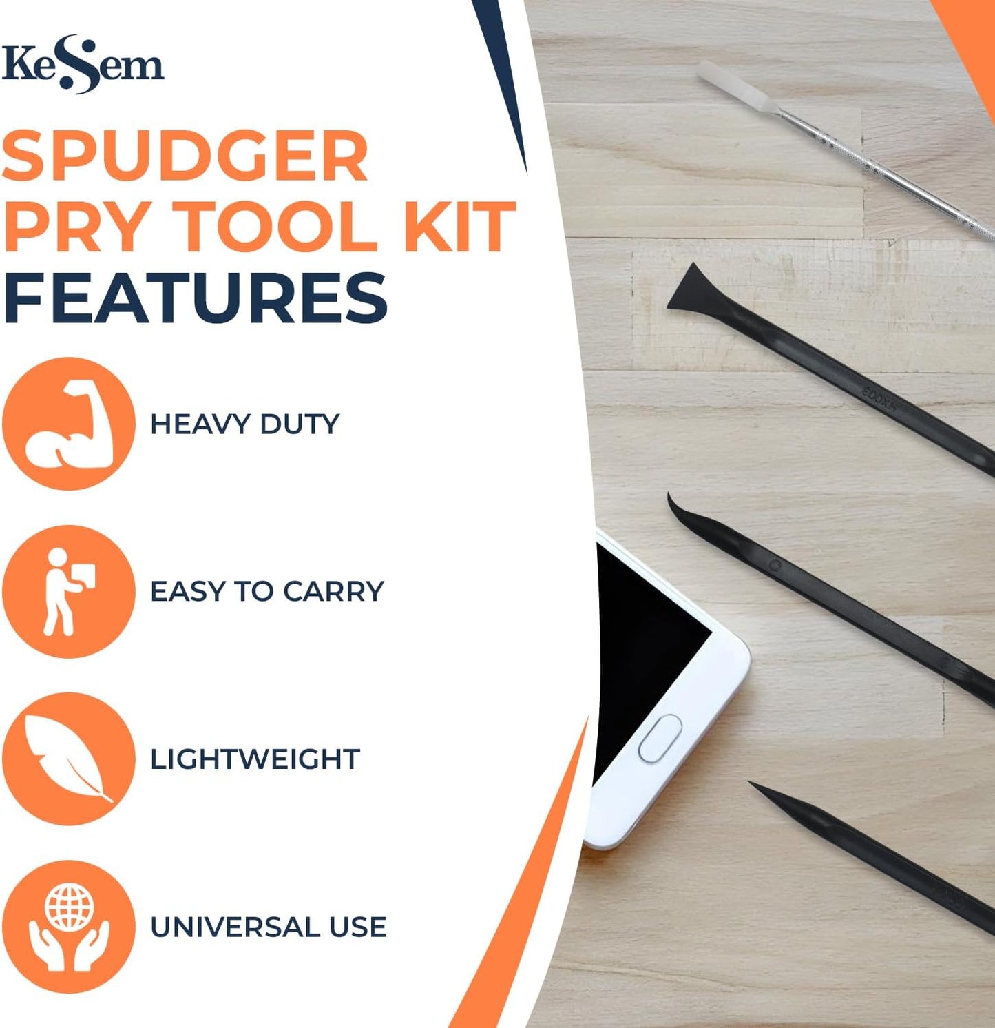 KESEM 8pcs Spudger Pry Opening Tool Kit, Plastic & Metal Spudger Prying & Open Tools for iPhone, Laptop, iPad, Cell