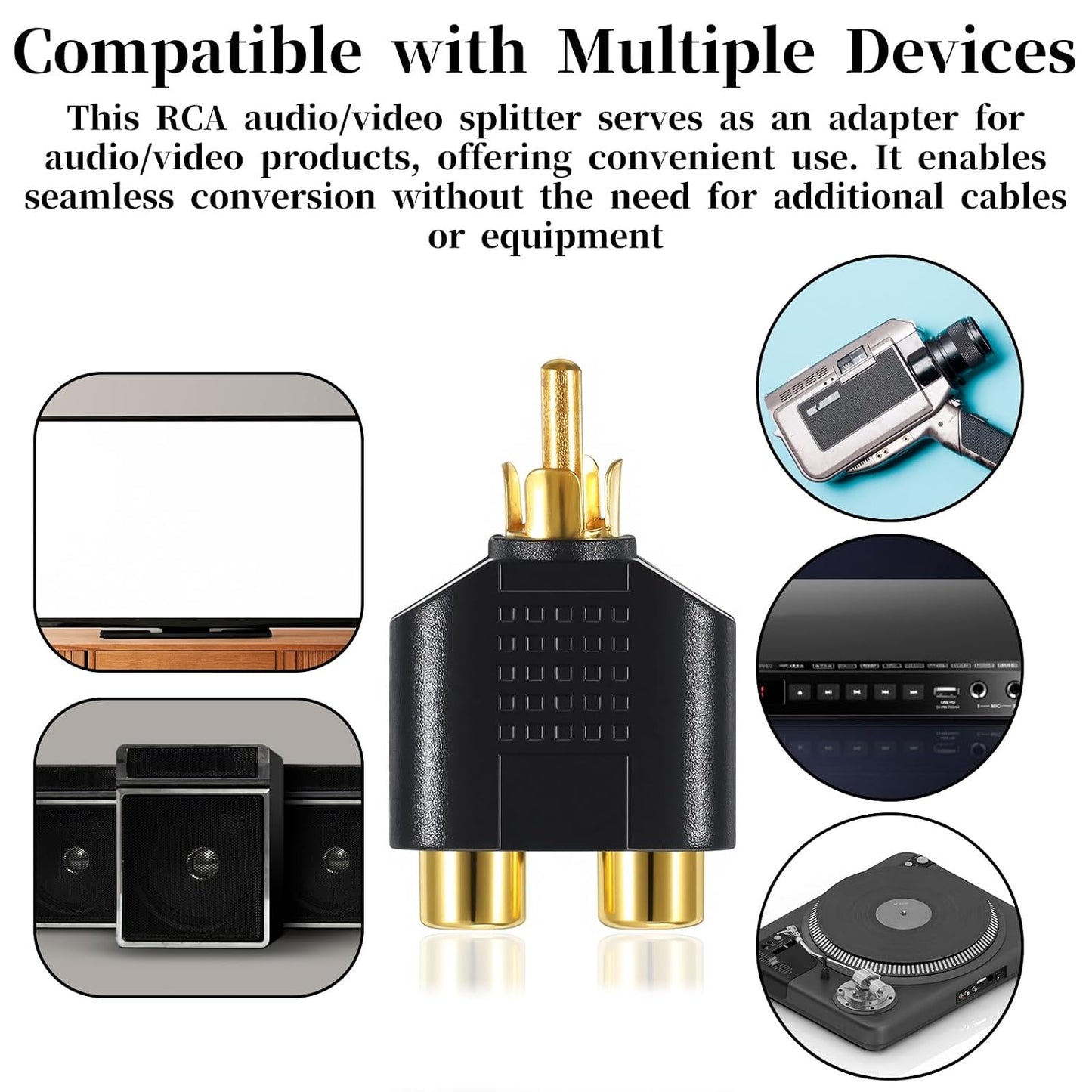 Eldraqth 3.5 mm 3.5mm (6 Pack) RCA Y Splitter Adapter TRS to Dual RCA F Stereo Male to Dual Female Audio Breakout