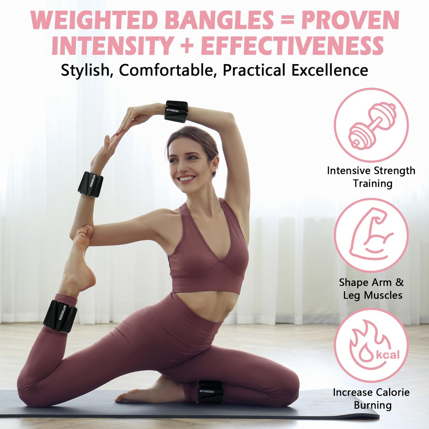 Ankle Weights for Women & Men, Adjustable Wrist & Ankle Weights 2 LB Each for Beginner & Pro, Soft Silicone Weighted Bangle for Walking, Pilates, Yoga, Running, Swimming, Arm & Leg Workouts (Set of 2)