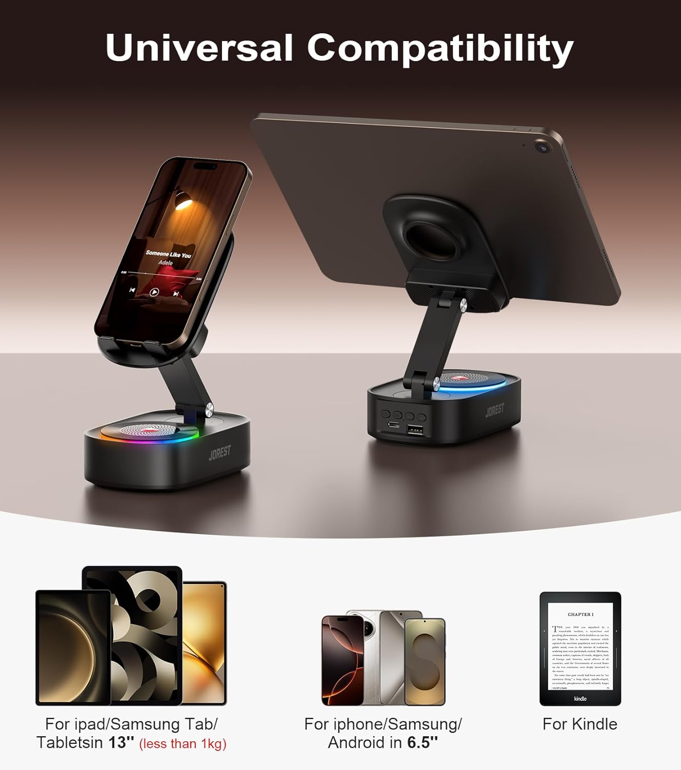 Jorest Wireless Induction Speaker,Cell Phone Stand with Bluetooth Speaker,Valentine's Gifts for Older Men Women Teenage