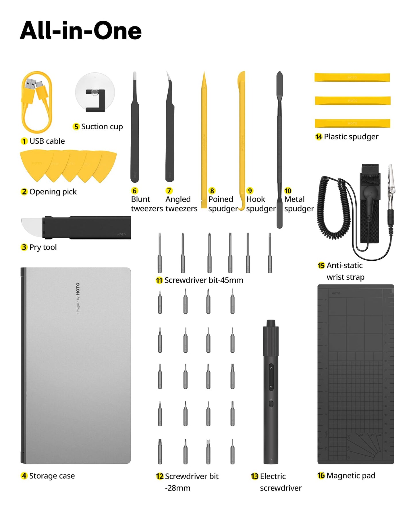 HOTO Self Lock Tape Measure Bundle with Electric Precision Screwdriver Kit Pro