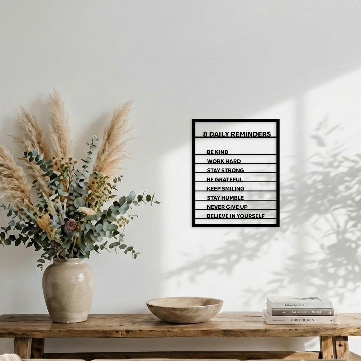 Mavtren 8 Daily Reminders Metal Wall Art - Motivational Quotes Sign for Office Classroom, Inspirational Growth Mindset Decor, Modern Black Iron Plaque for Teen Bedroom, Mental Health Gift