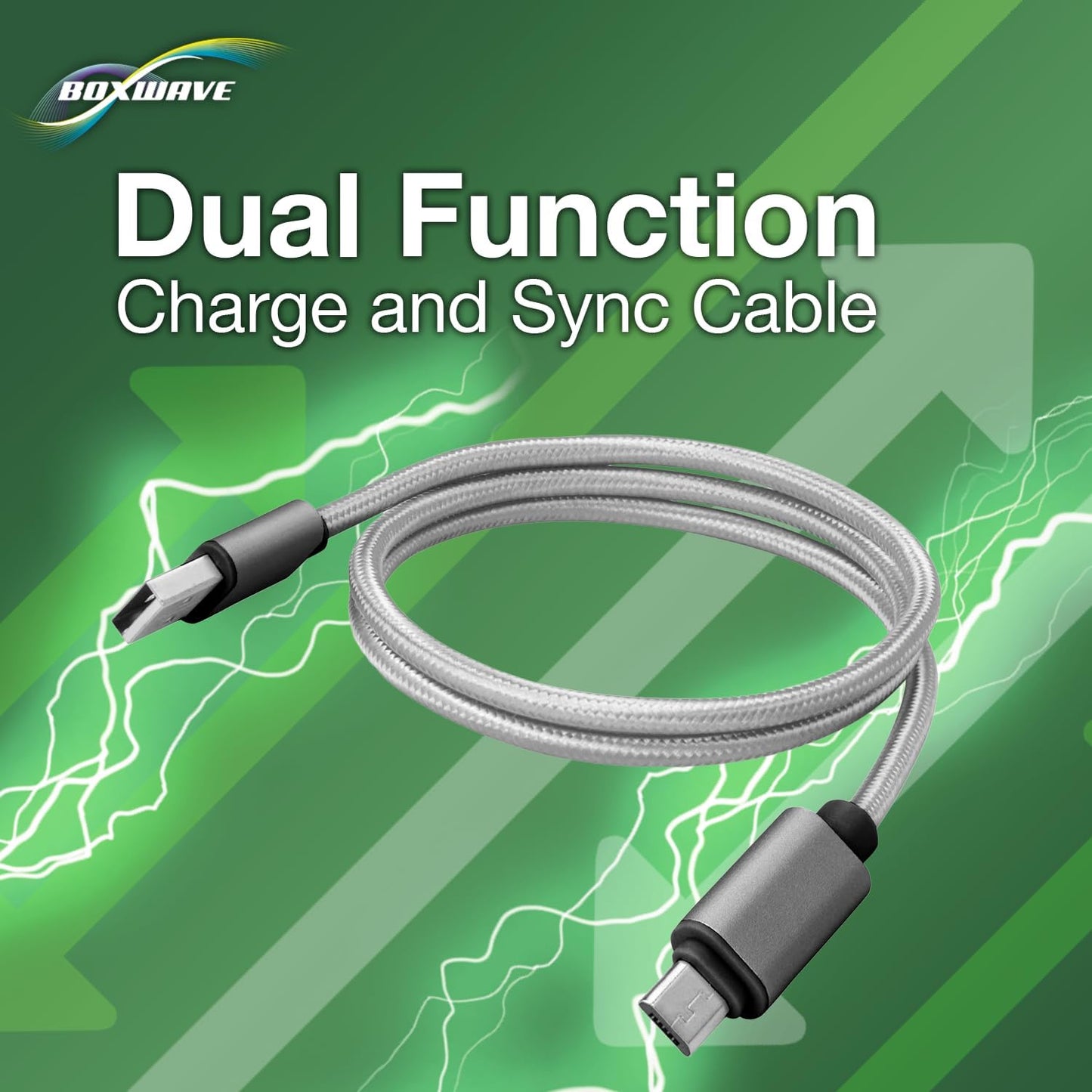 BoxWave MP3 (1.8 Cable Compatible with Dyzeryk Player in) - Micro USB DuraCable, Braided Micro USB Charging Cable