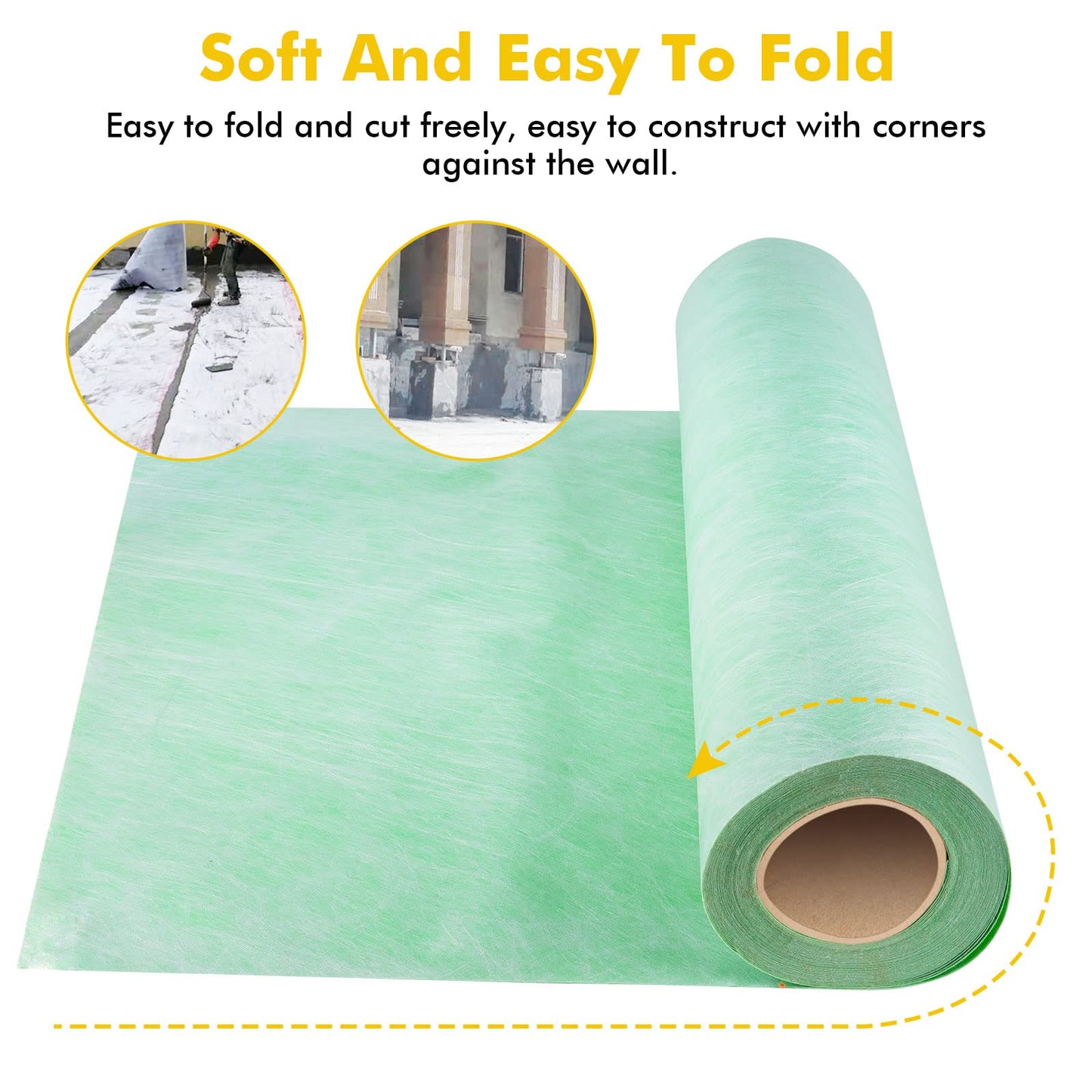 Upgraded Waterproof Membrane Thickened 23.6 mils 3.77ft x 98.5 ft / 371 Square Feet Waterproof Membrane for Shower Walls, Bathroom Flooring, Wet Room, Tile, Sauna, Steam Room