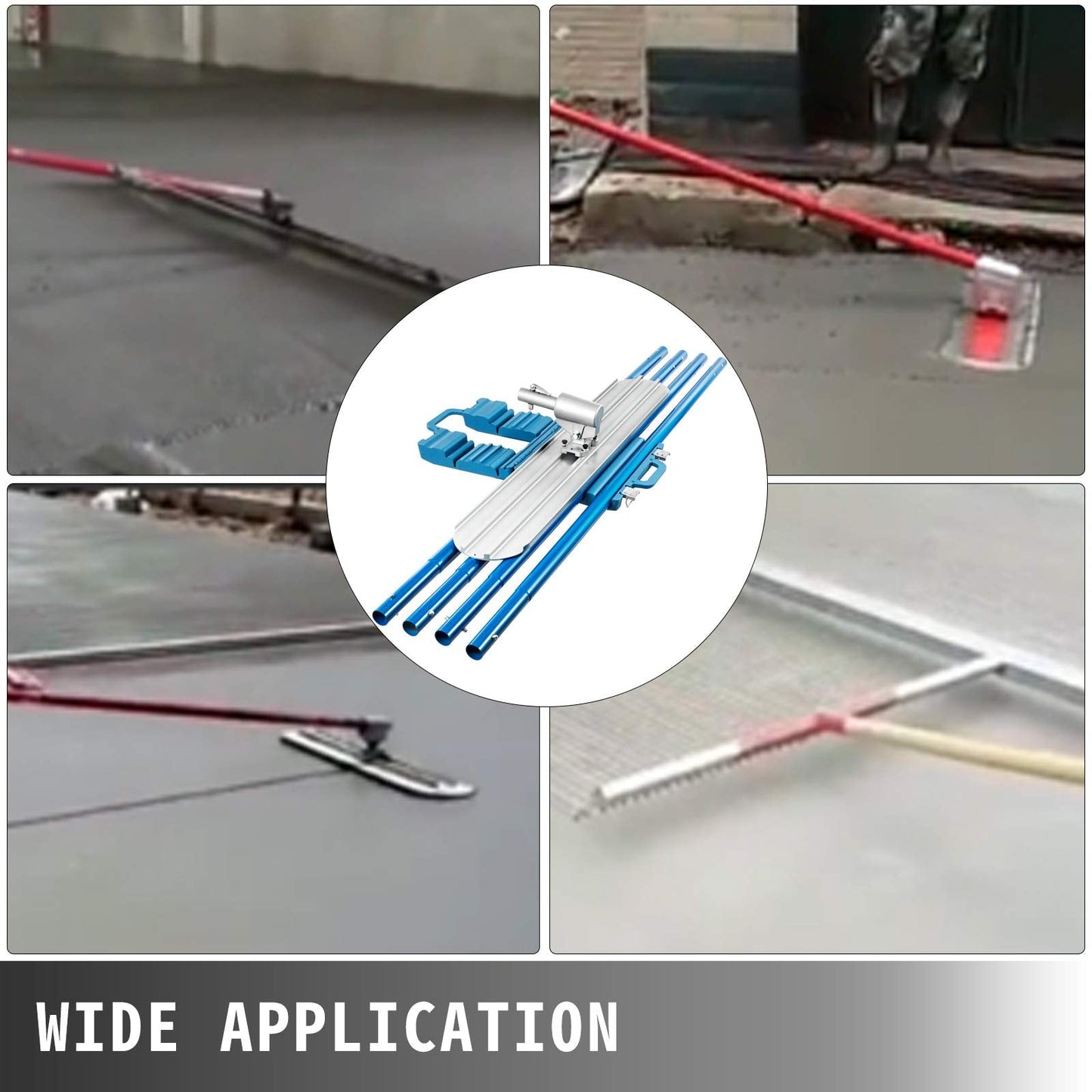 VEVOR Bull Float Magnesium Concrete Float 48 x 8 Round End Concretes Floats Tools Cement Tool Bull Concrete Kit Bull Float with 4 Float Handle Bull Floats Bracket Concretes Tools Finishing Bulls