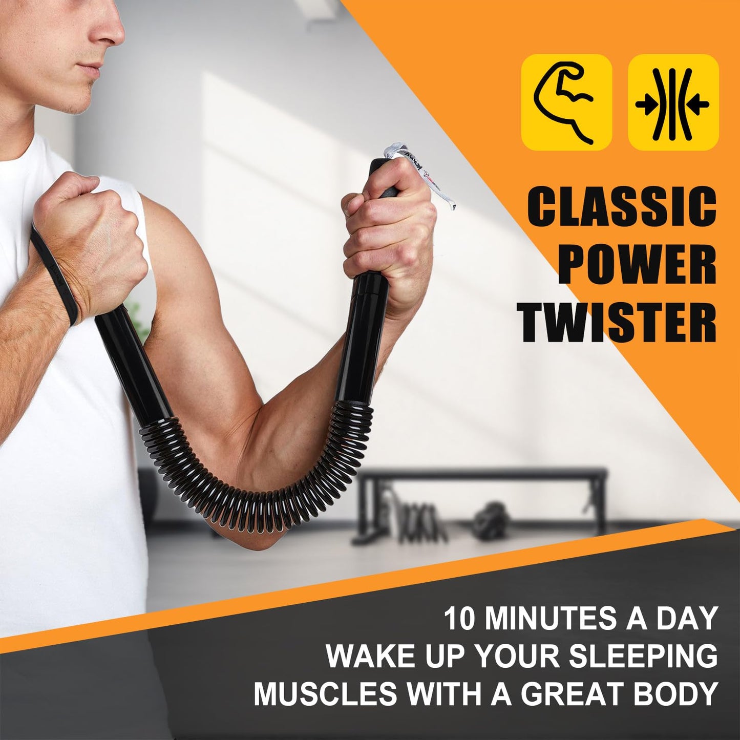CALCHELE Power Twister Bar - Upper Body Exercise for Chest arm Workout Equipment, Strengthening Your Chest Workout, Shoulders,Biceps, Arms, Forearm Strengthener 20-66 LBS