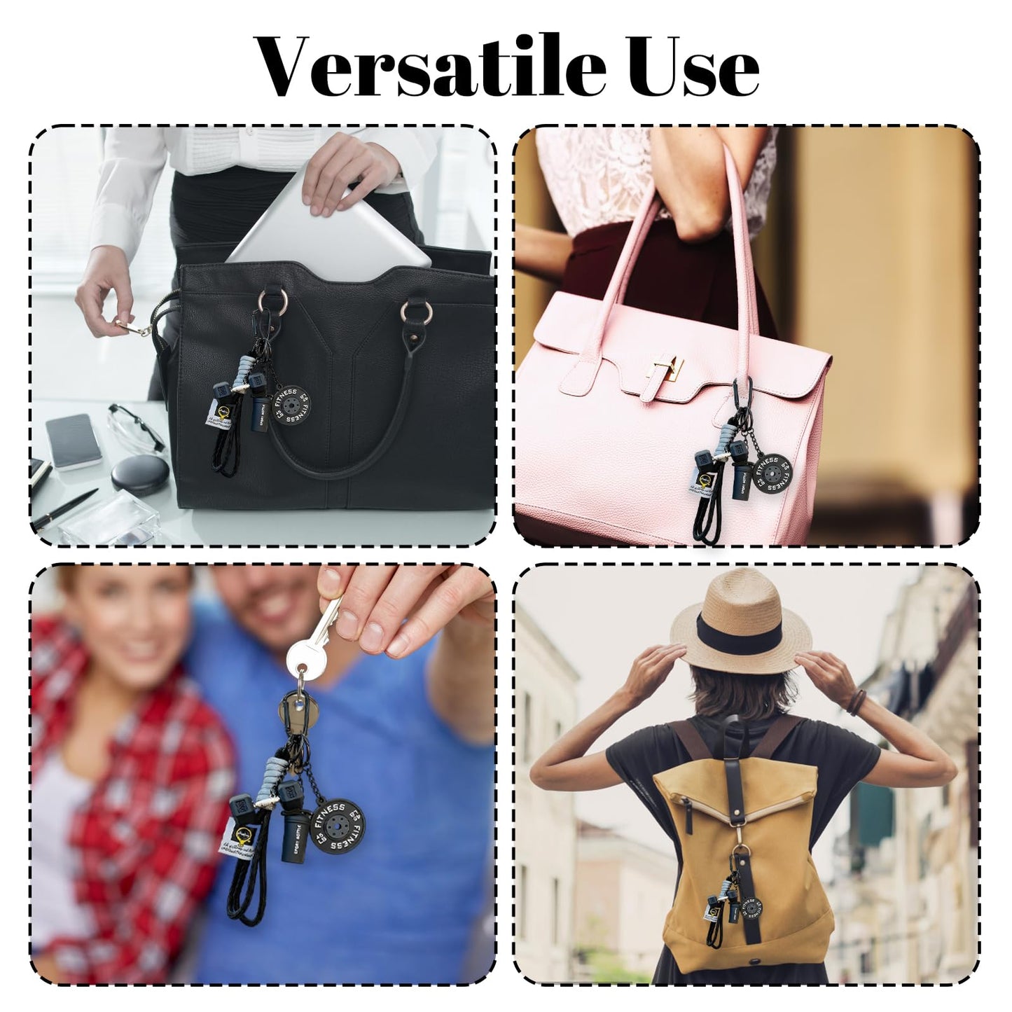 Enyyfit 1PCS PVC Material Dumbbell Keychain & Fitness Keychain with Barbell Plate, Barbell Keychains Gym Bag Charms for Fitness Lovers