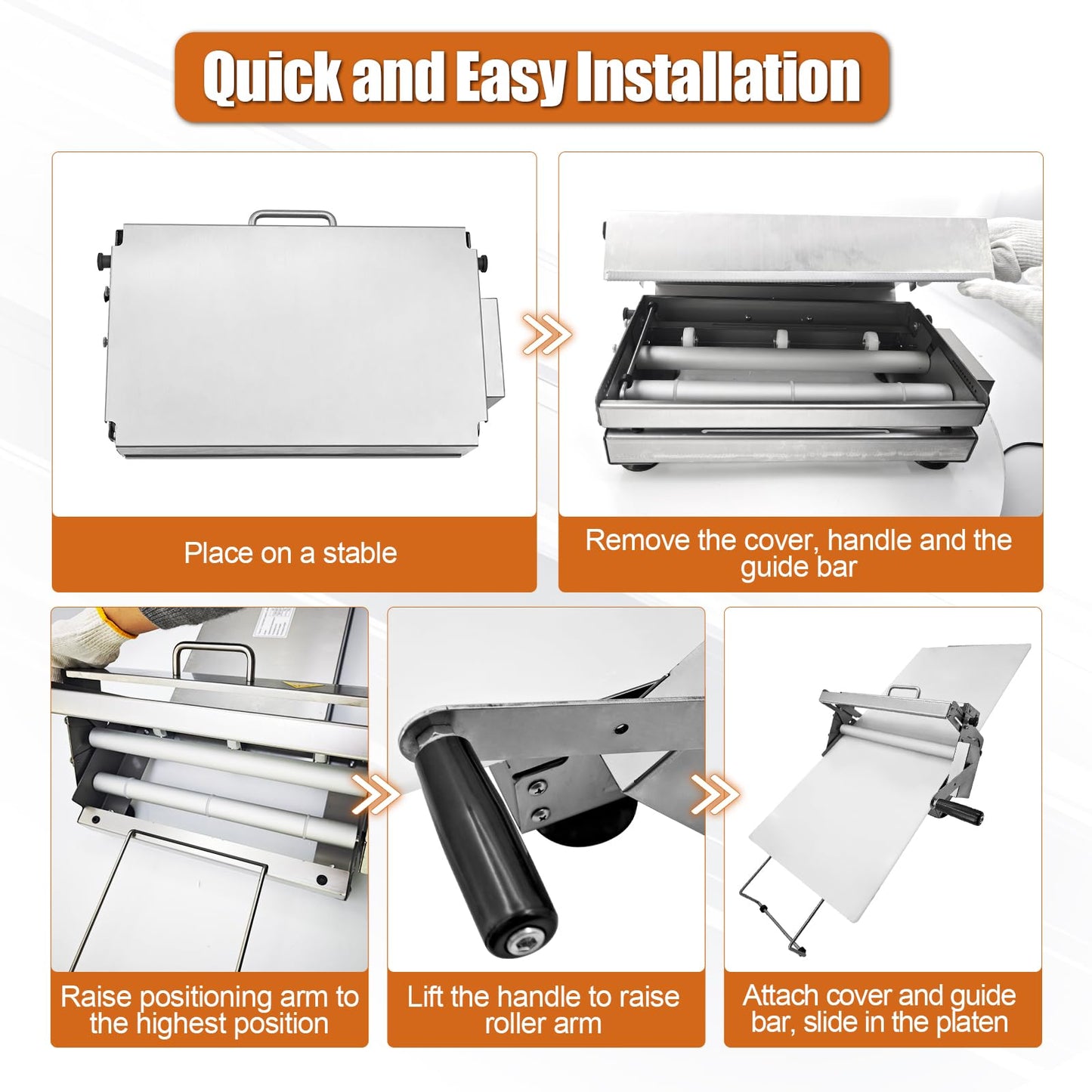 40.9''x15.5" Folding Dough Sheeter with Sheeter Board Stainless Steel Adjustable Manual Dough Sheeter Roller Machine for Croissants Pizza Pie Crust and Pastry