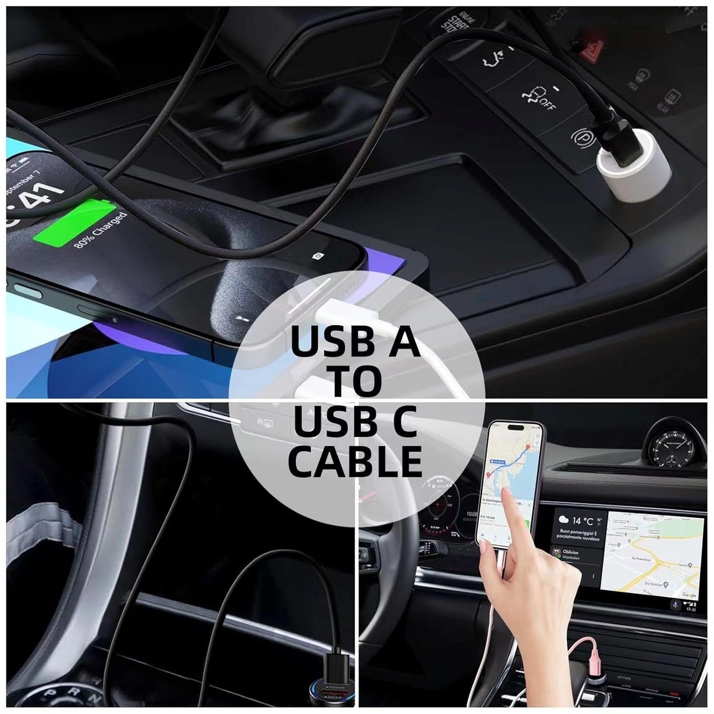 Generic 3FT (1 Pack, 1, Pack) USB-A to USB-C Cable Charging & Data Sync, Universal Compatibility White
