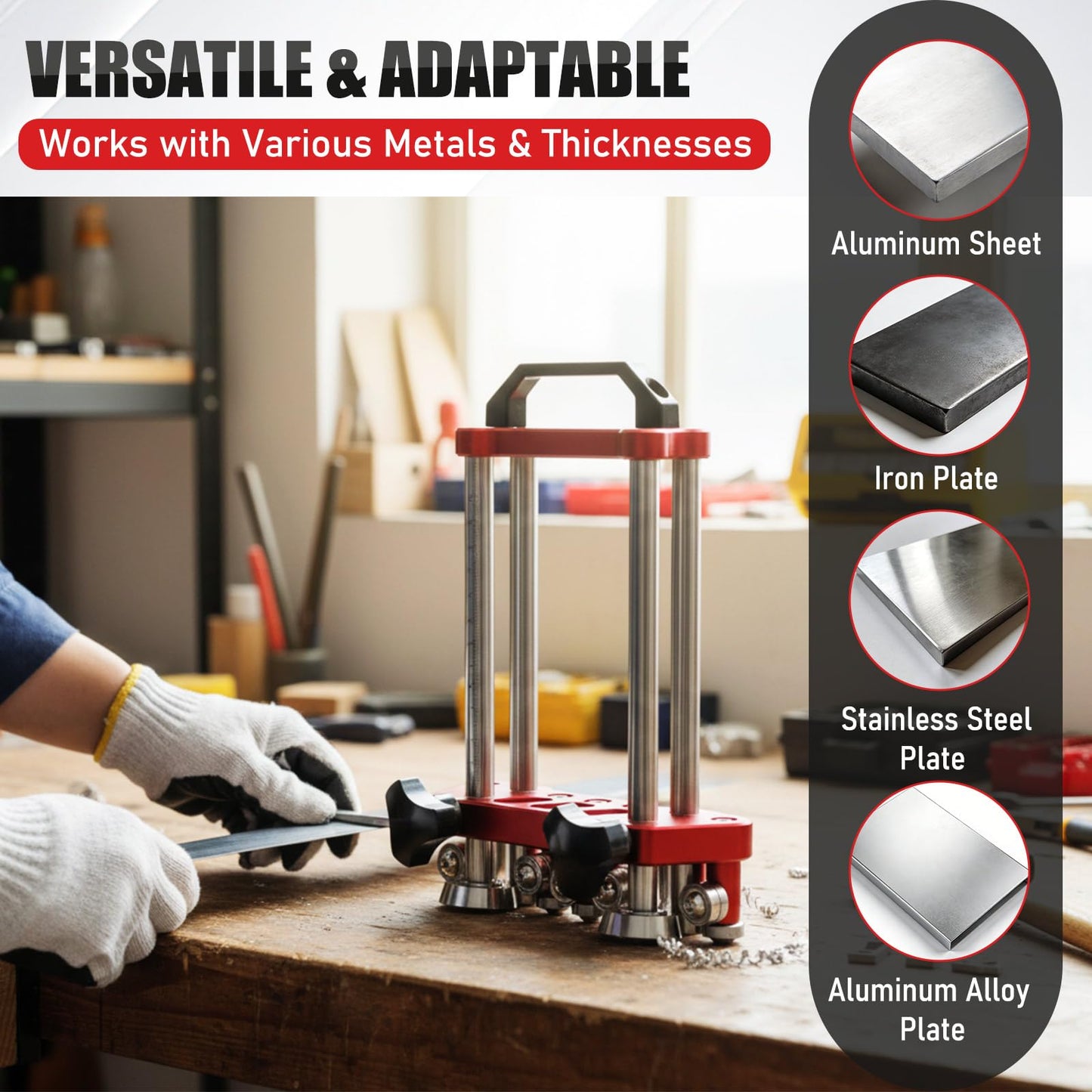Lingvee Sheet Metal Roller 2 Station Bender Roofing Tools Sheet Fabrication 0-100° Bending Range Large Metal Rollers and Bending Tool for Industrial Production(Red)