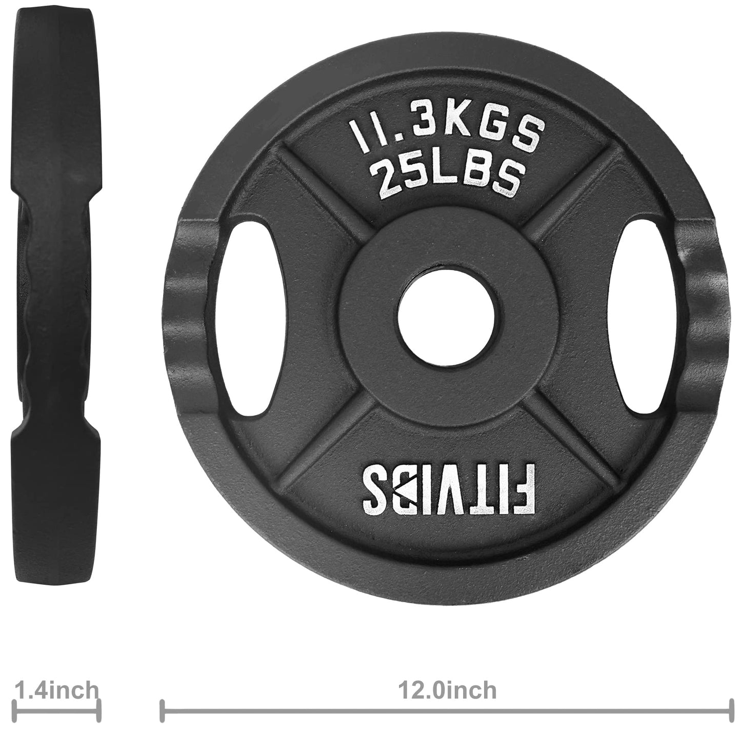 Olympic 2-Inch Cast Iron Plate Weight Plate for Strength Training and Weightlifting, Two Hole Style, 25LB Pair