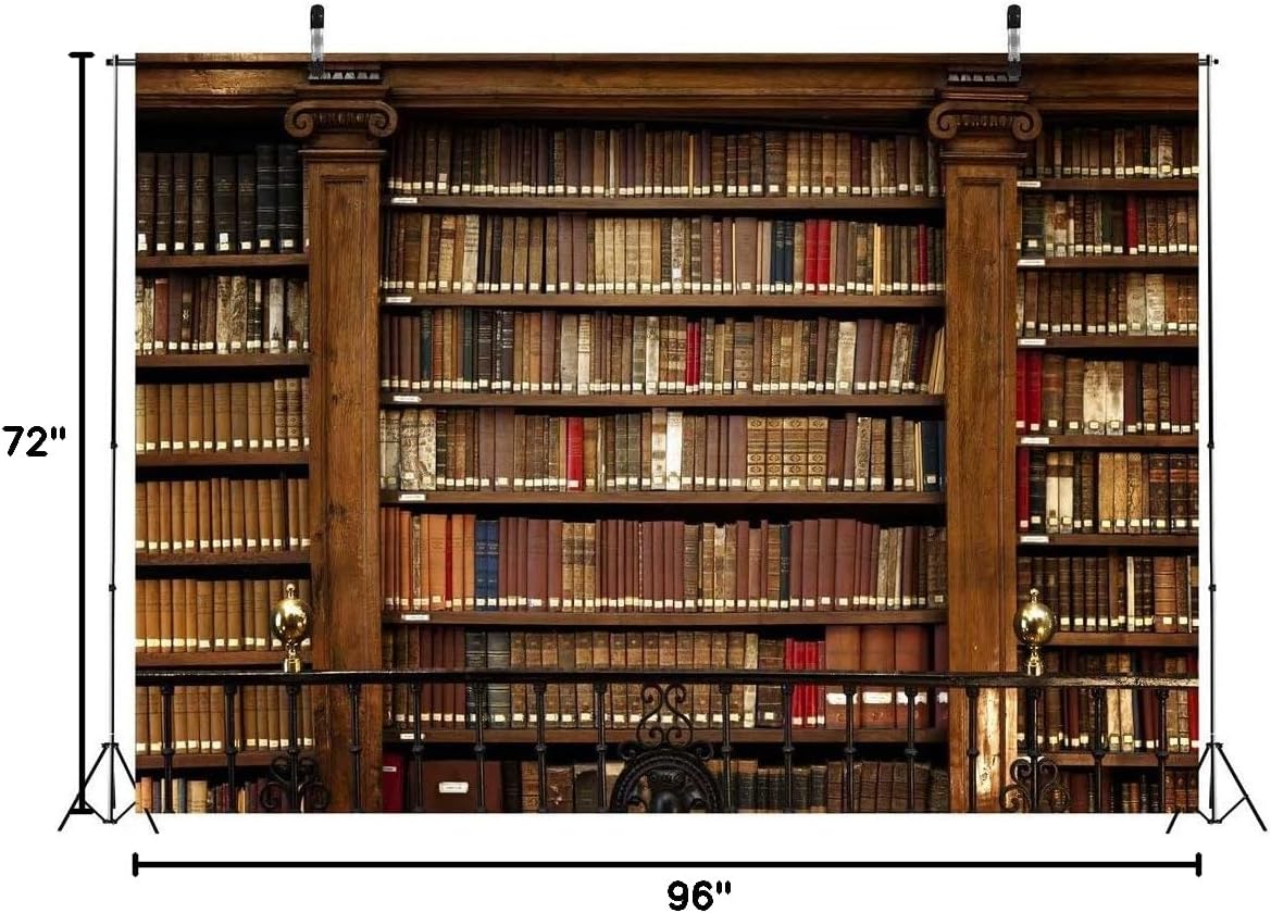 BELECO 8x6ft L-0003 Fabric Vintage Bookshelf Backdrop Books Antique Book Racks Old Library Phtography Backdrop