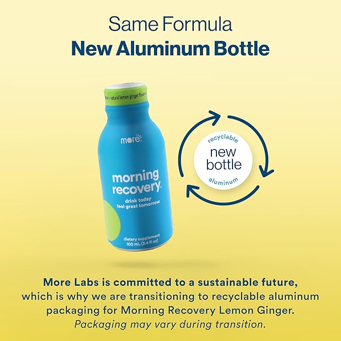 Morning Recovery Electrolyte, Milk Thistle Drink Proprietary Formulation to Hydrate While Drinking, Highly Soluble Liquid DHM, Non GMO, Vegan, Gluten-Free, Lemon Ginger, Pack of 12